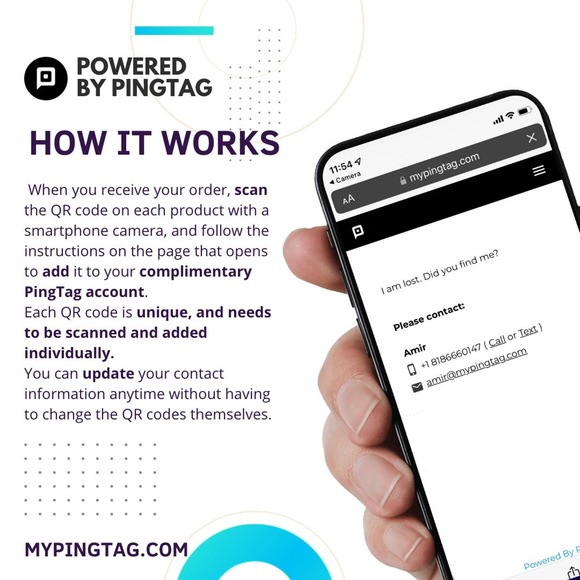 Personalized Bone Pet Tag,Engraved Pet's Name Tag and QR Code Powered By PingTag - Picture 7 of 11